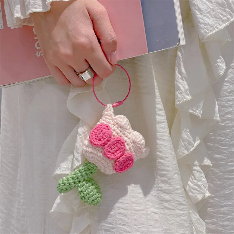 Cute Tulip Knitted Bag Design Airpods Cover