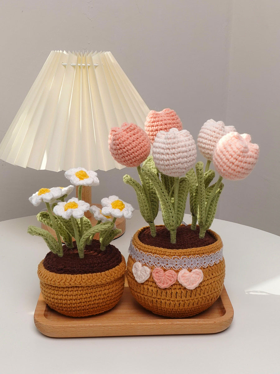 Handmade crocheted large potted plant