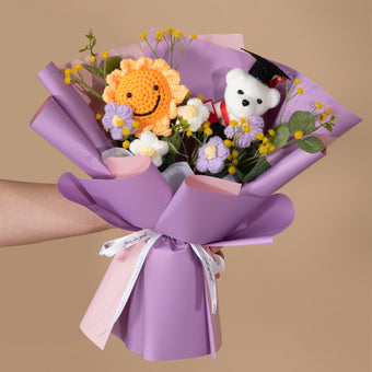 compare product Hand Crocheted Dr. Bear Bouquet