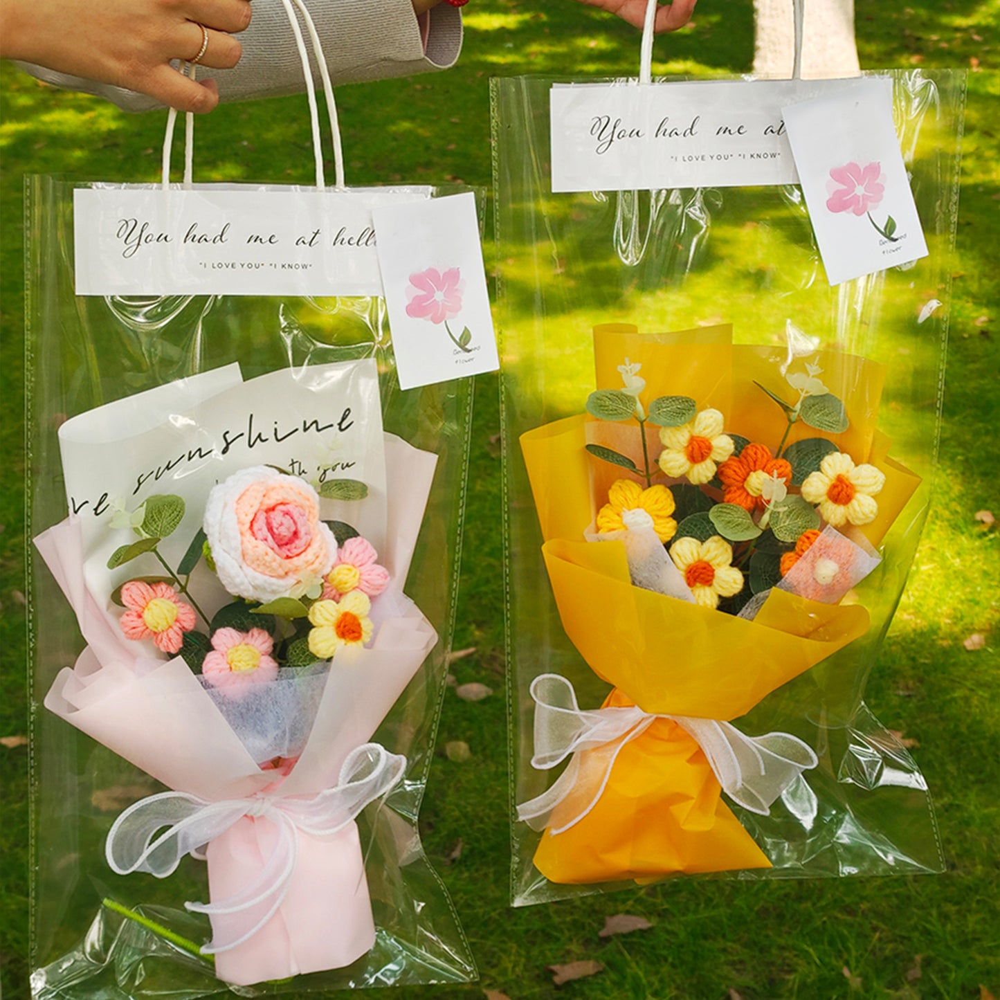Hand-crocheted bouquet sunflower/rose-puff  bouquet