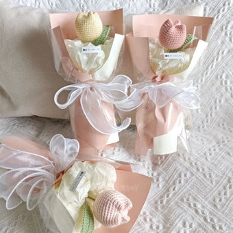 compare product Knitted tulip bouquet Sunflower bouquet