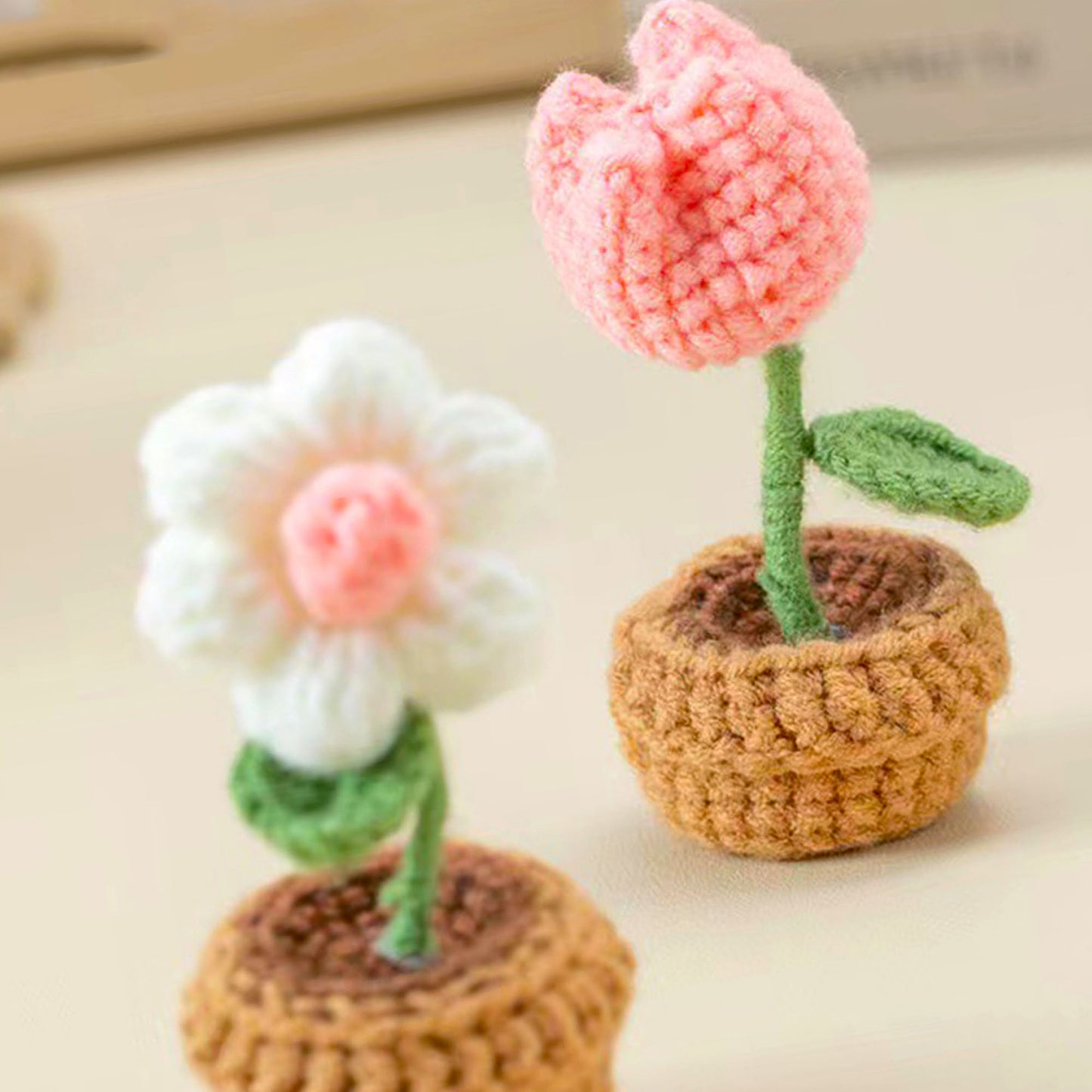 Crochet Potted Flower--Rose/Sunflower/Tulip/Daisy/Puff