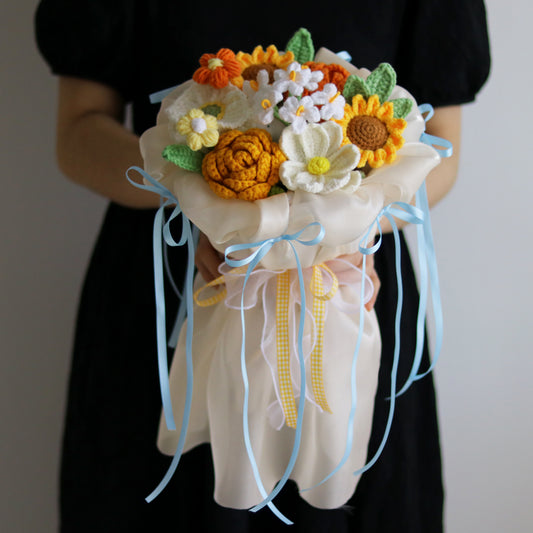 Hand knitted wool bouquet ballet style