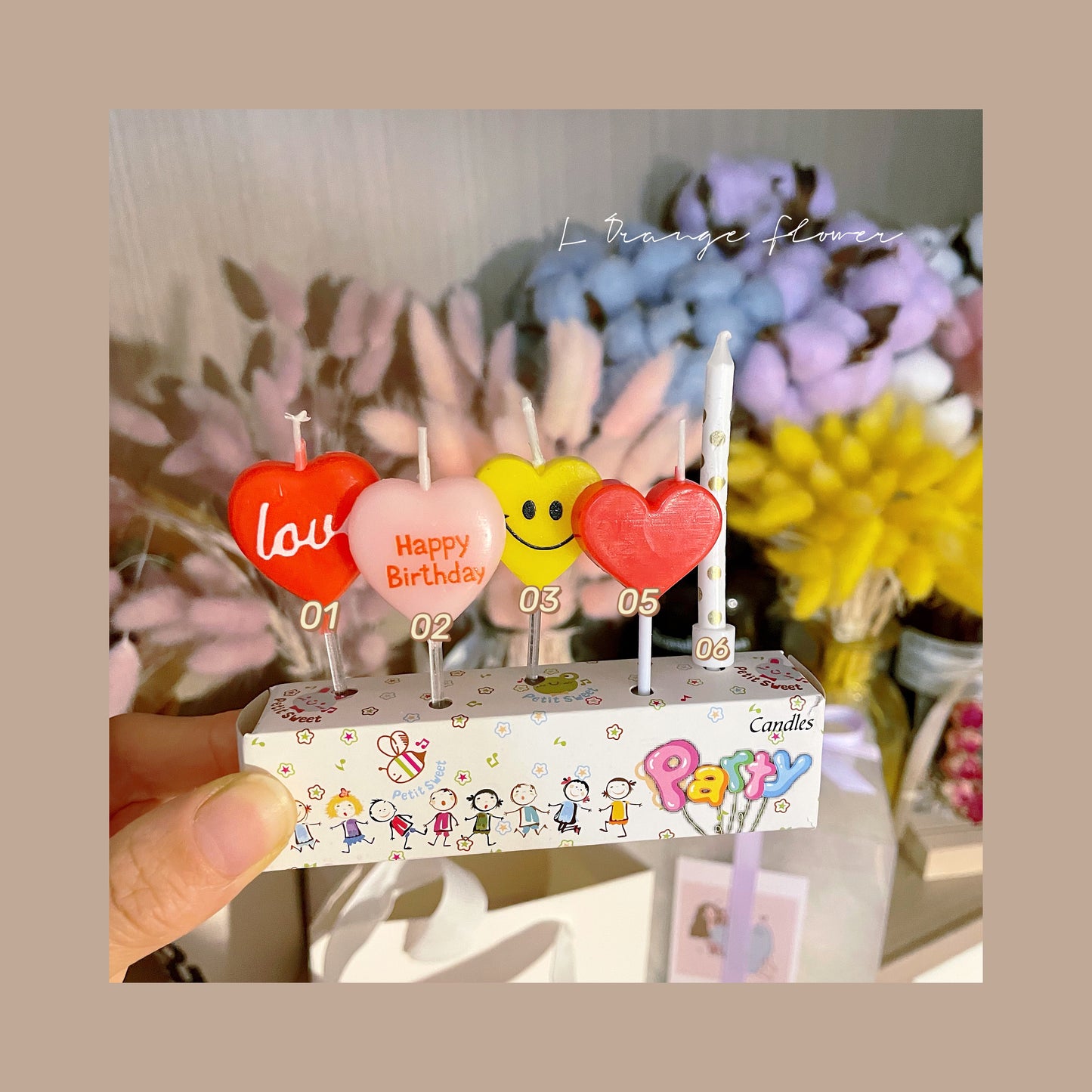 Cup Dried Flower Rose Birthday Candle Decoration