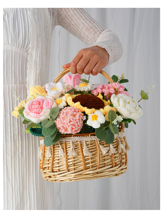 Hand Knitted Flower Basket