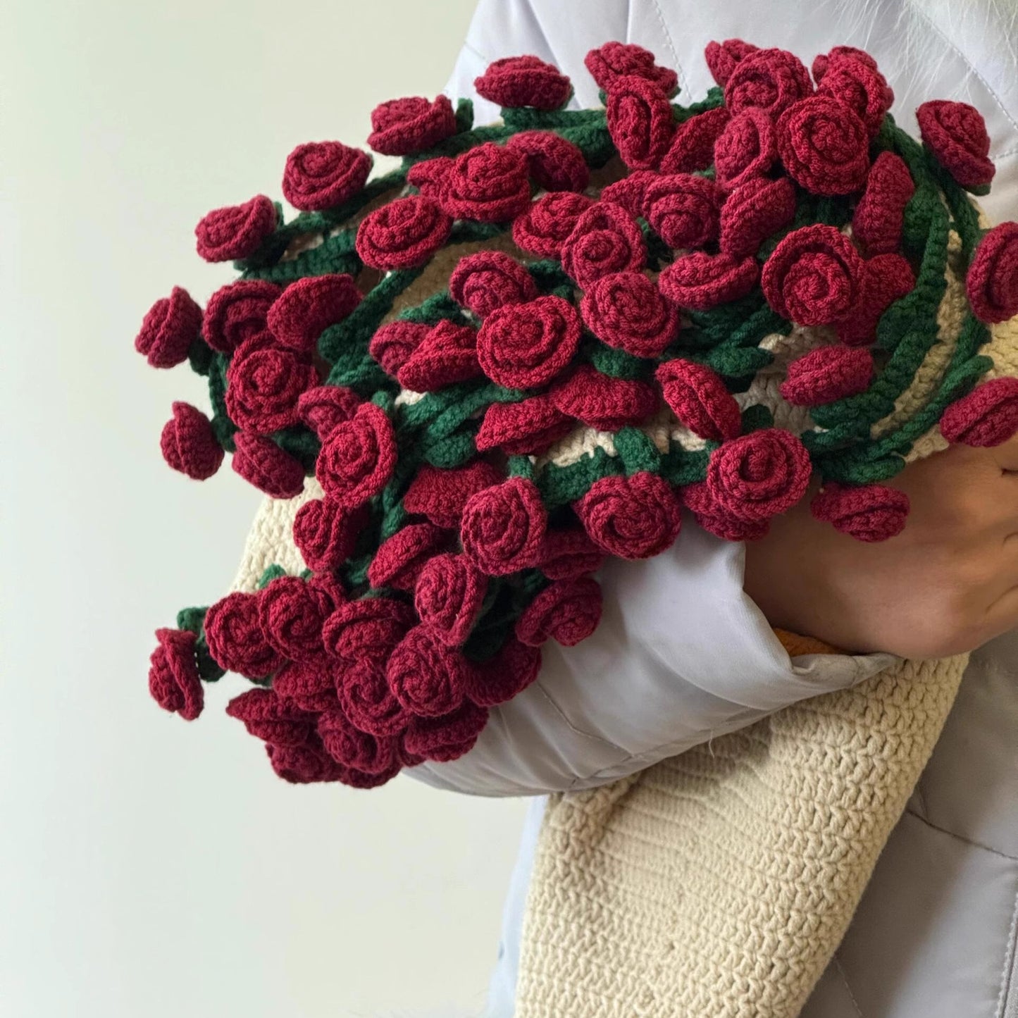 Hand-crocheted floral blanket