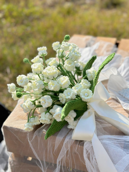Hand-crocheted lily of the valley bouquet