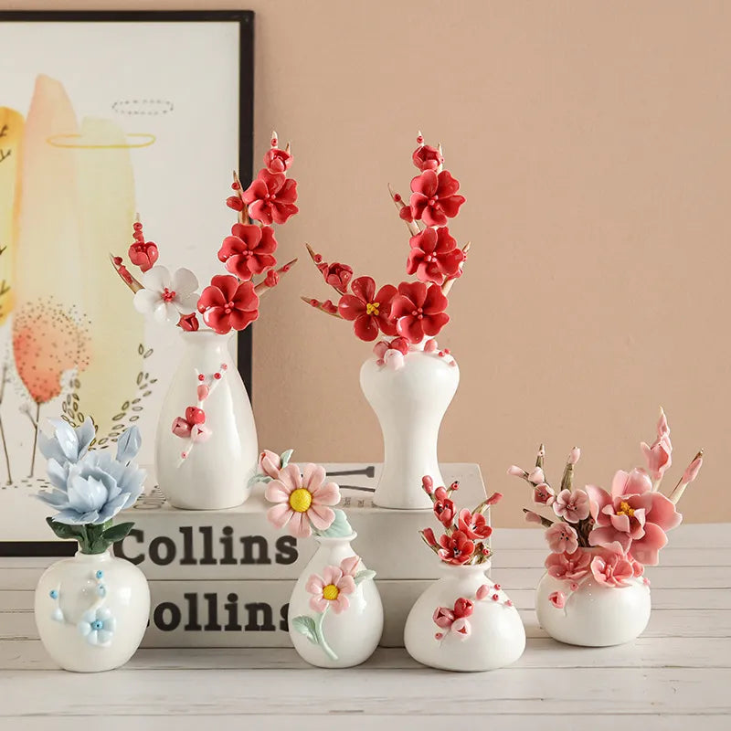 Handmade ceramic flowers + vase