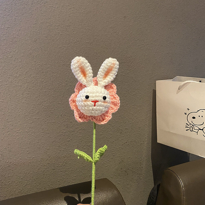 Hand Knitted Bunny Carrot Bouquet