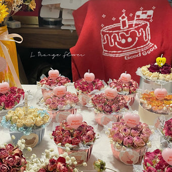 compare product Cup Dried Flower Rose Birthday Candle Decoration