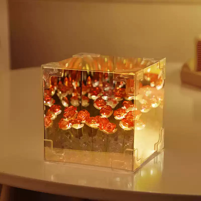 Handmade Rubik's Cube Tulip Flower Sea Night Light