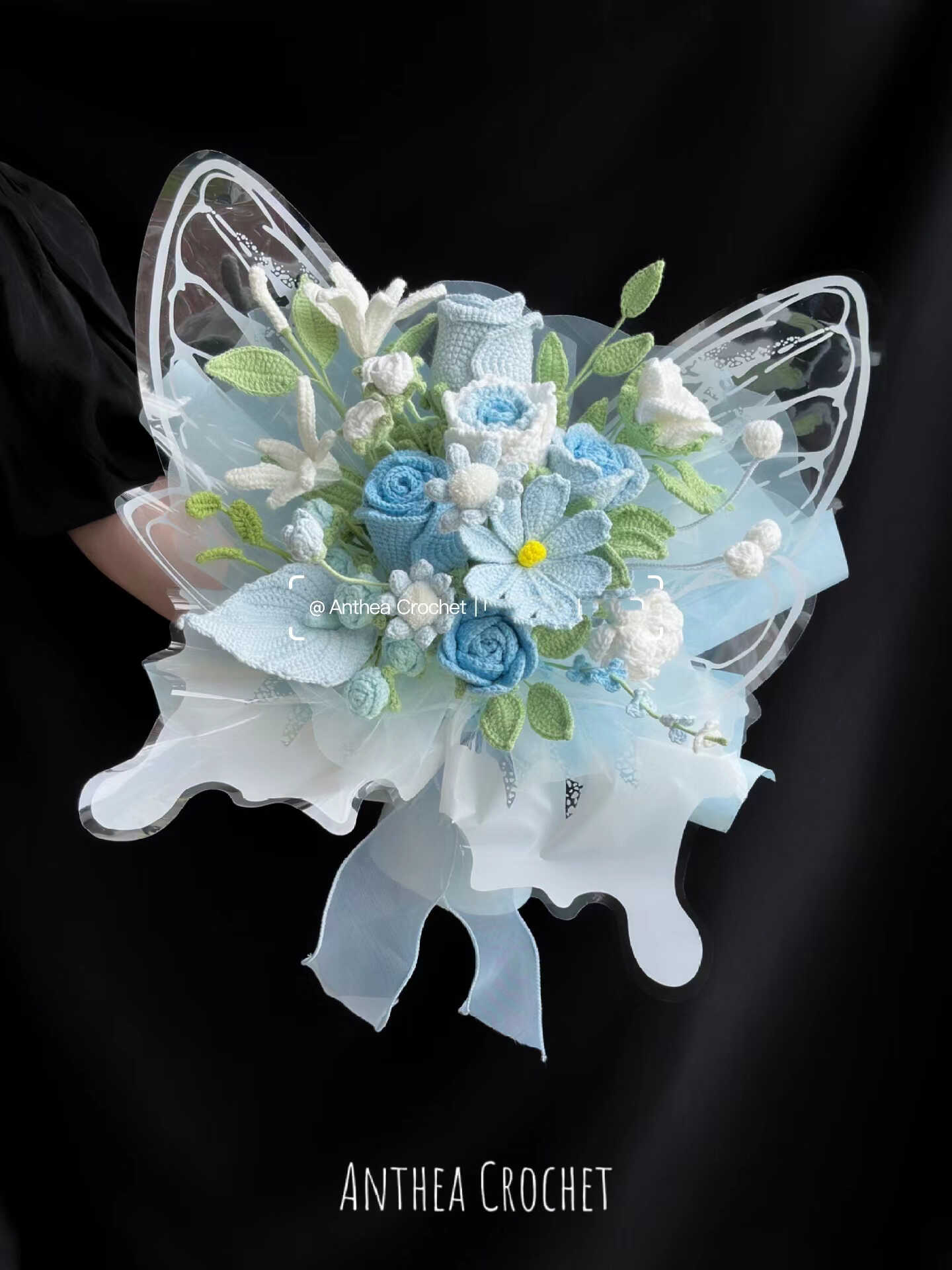 Elegant and fresh handmade crochet bouquet