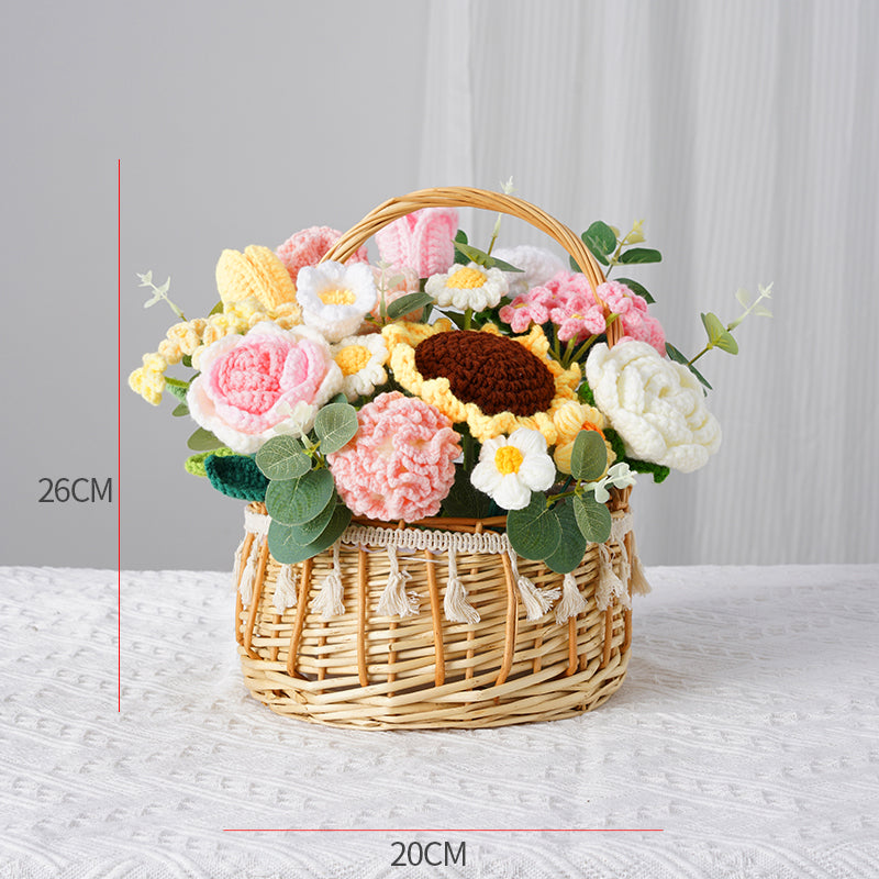 Hand Knitted Flower Basket