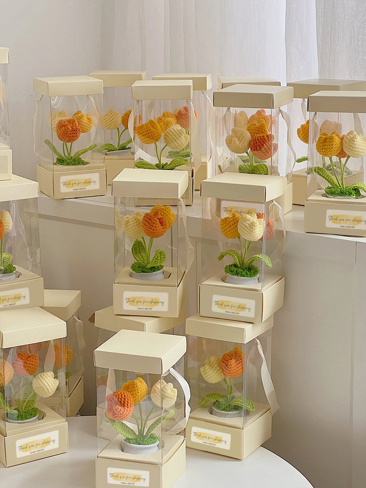 Hand-woven tulip flower pot