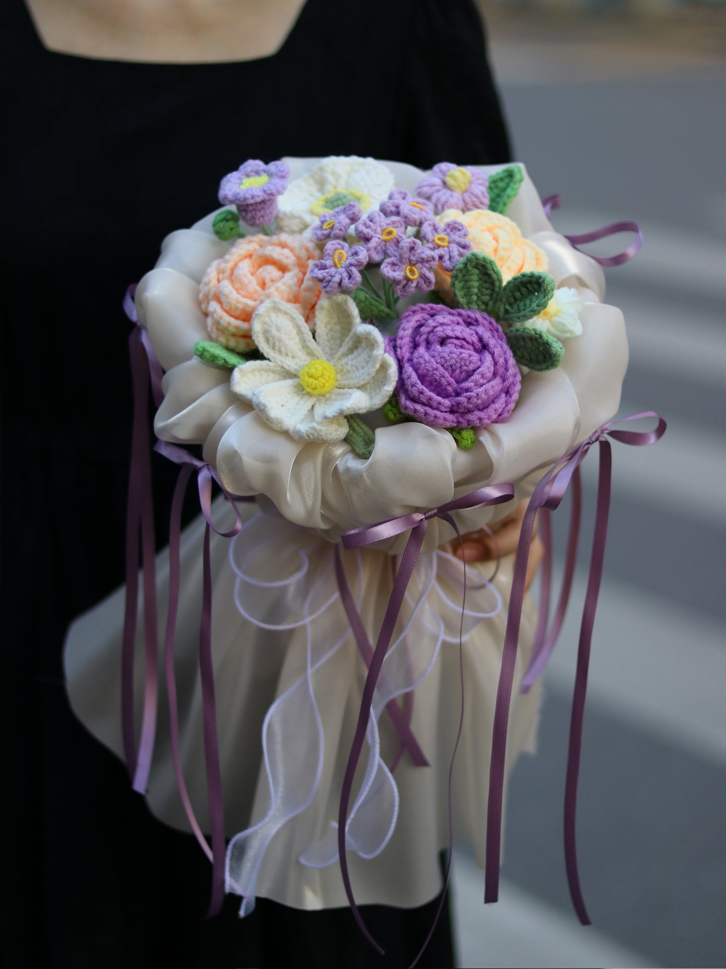 Hand knitted wool bouquet ballet style