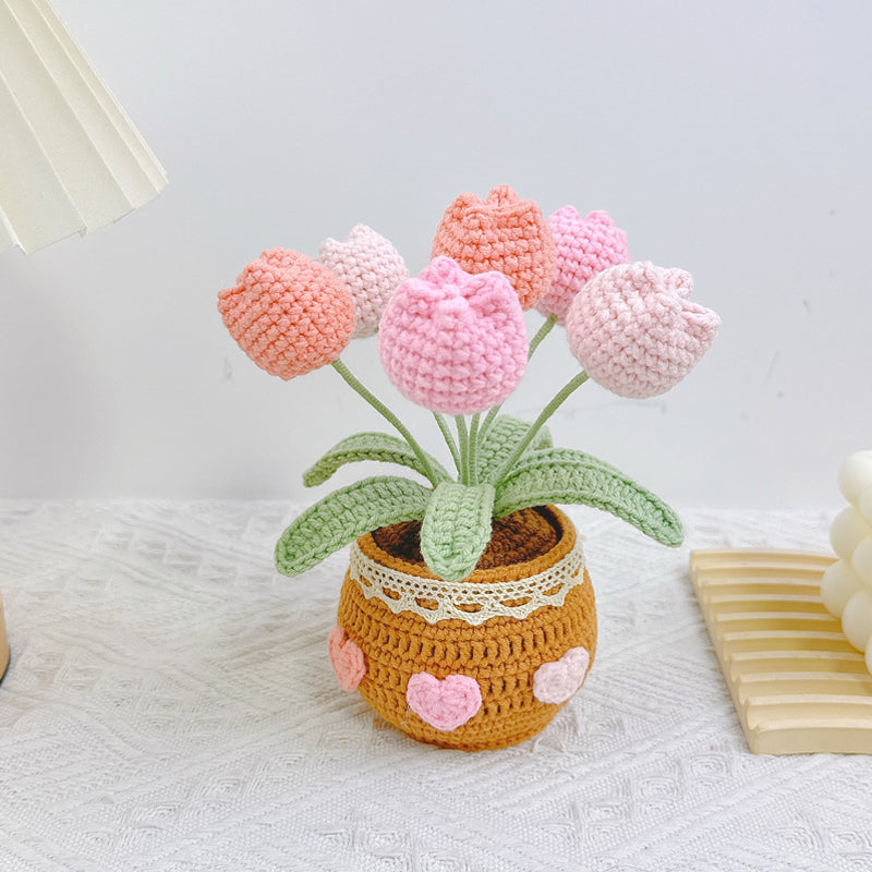 Crochet Tulip Flower Pot