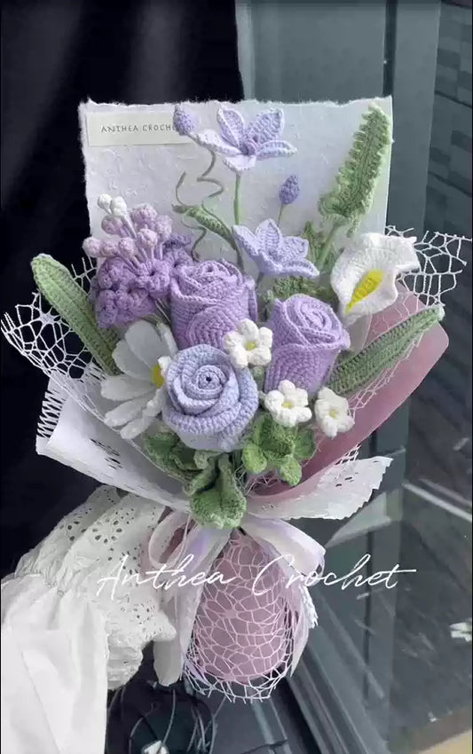 Elegant and fresh handmade crochet bouquet