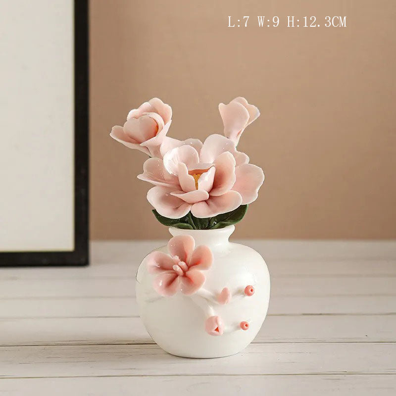 Handmade ceramic flowers + vase