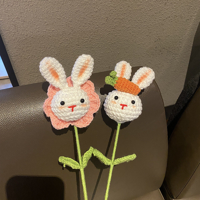 Hand Knitted Bunny Carrot Bouquet