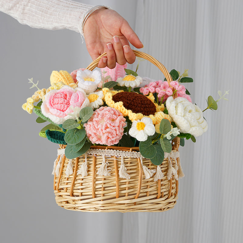 Hand Knitted Flower Basket