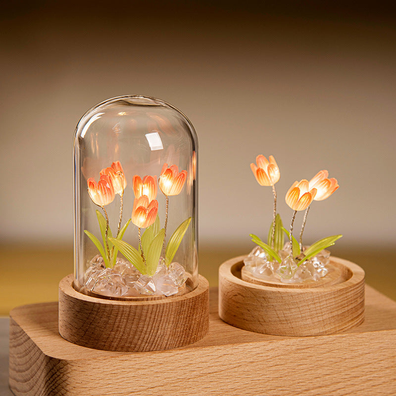Handmade Glass Tulip Night Light-5/10 flowers