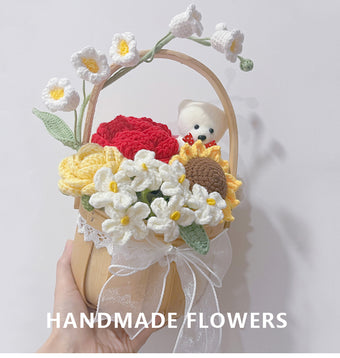 compare product Crocheted Mixed Flower Basket-Bear