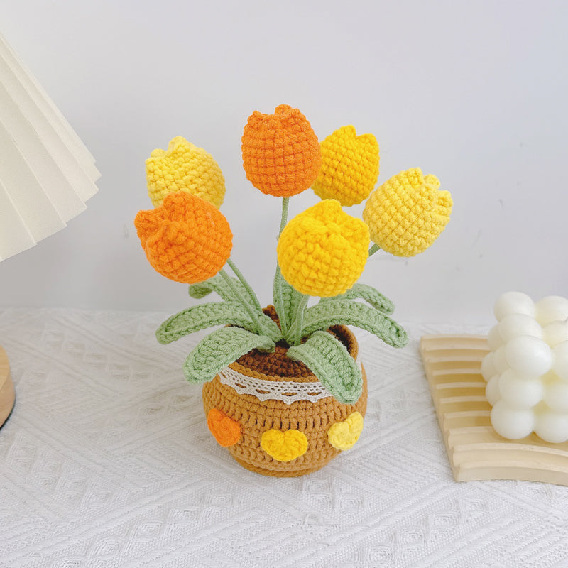 Crochet Tulip Flower Pot