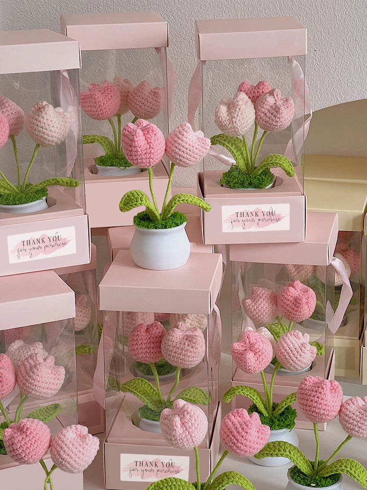 Hand-woven tulip flower pot