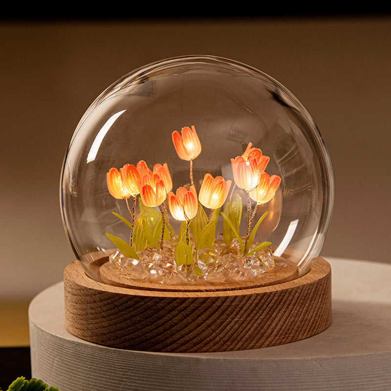 Handmade Glass Tulip Night Light-5/10 flowers
