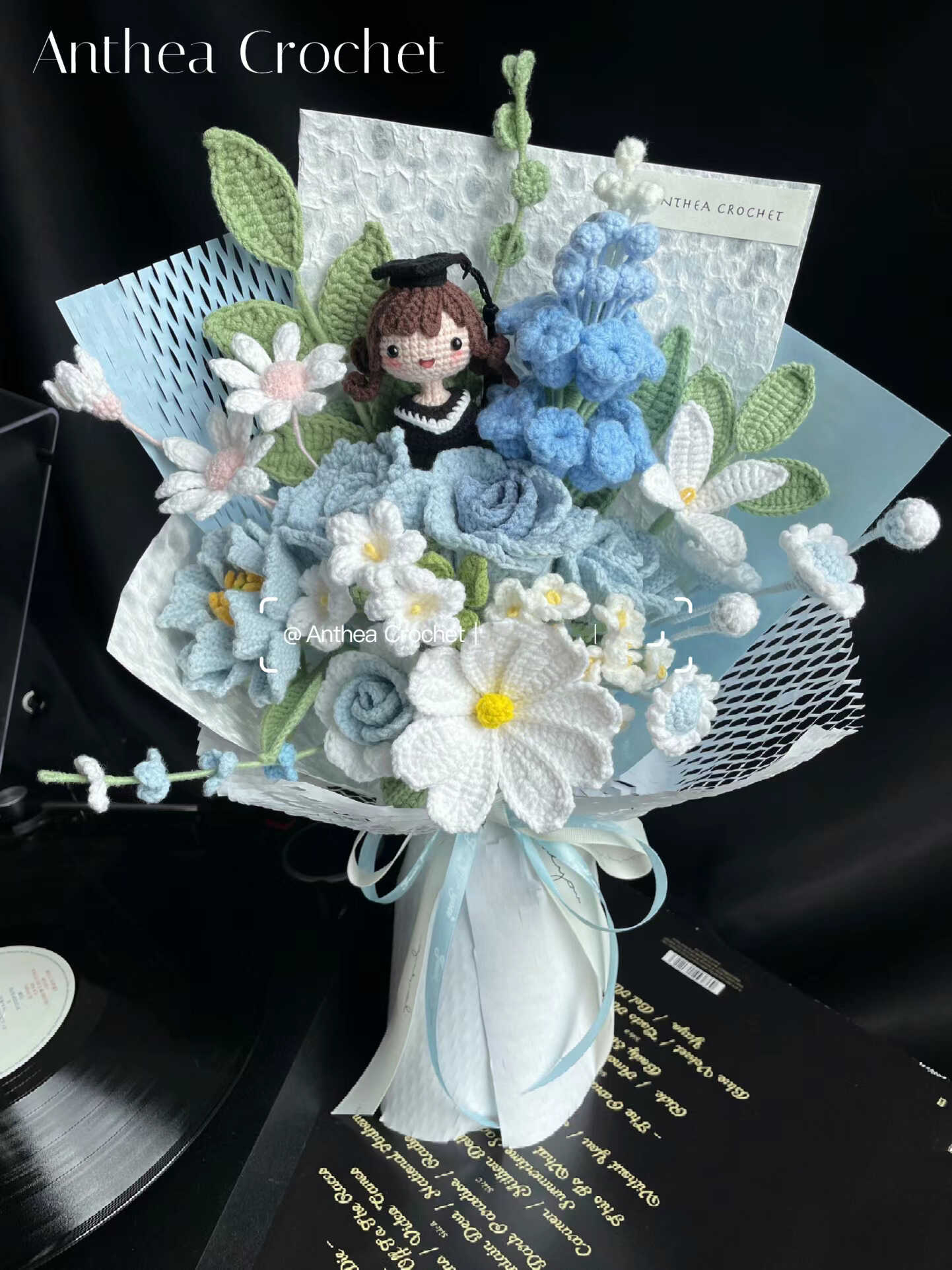 Elegant and fresh handmade crochet bouquet