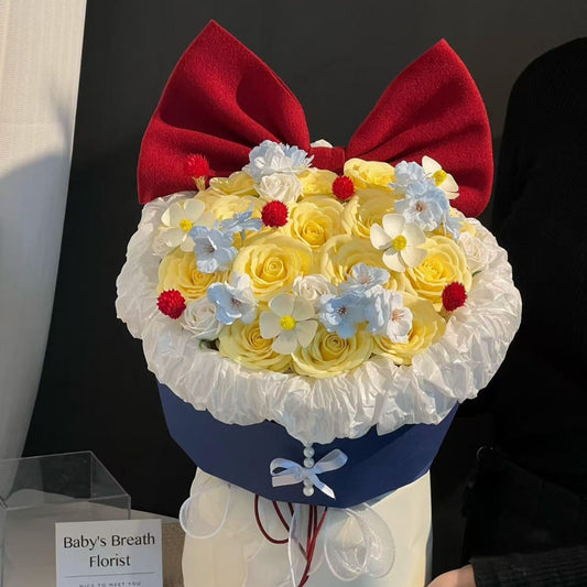 Romantic Snow White color matching rose bouquet finished soap flower