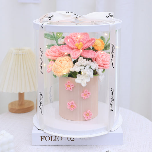 Knitted Rose Tulip Bouquet Gift Box