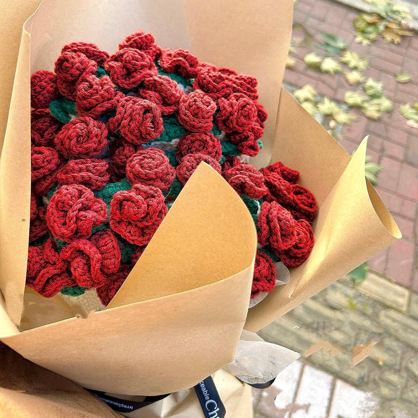 Hand-crocheted floral blanket