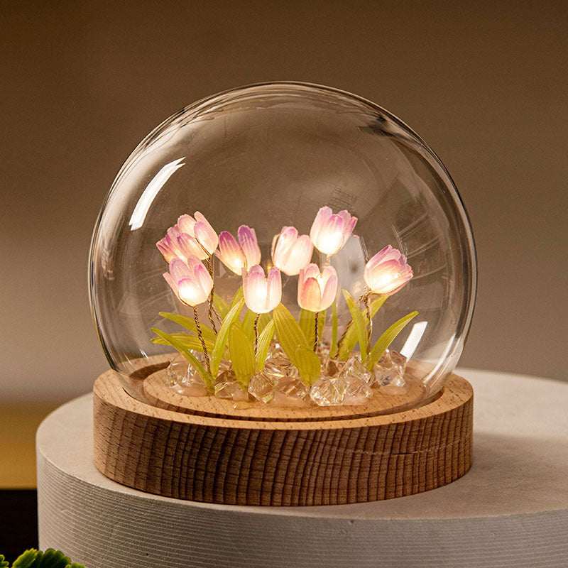 Handmade Glass Tulip Night Light-5/10 flowers