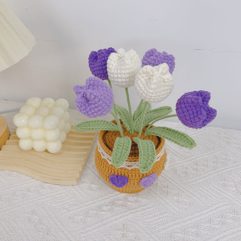 Crochet Tulip Flower Pot