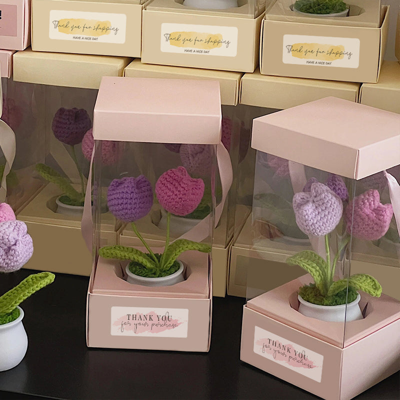 Hand-woven tulip flower pot