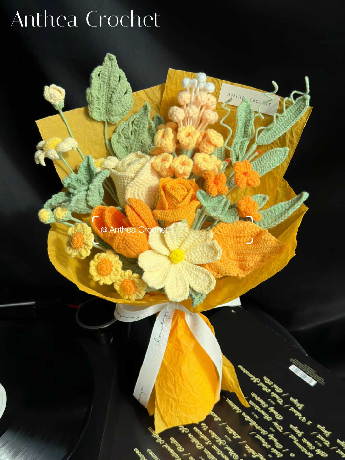 Elegant and fresh handmade crochet bouquet