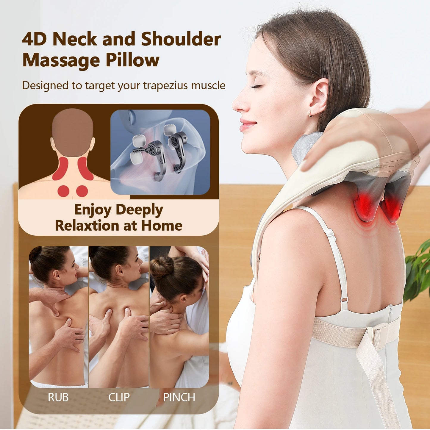 Wireless Neck And Back Shiatsu Kneading Massager