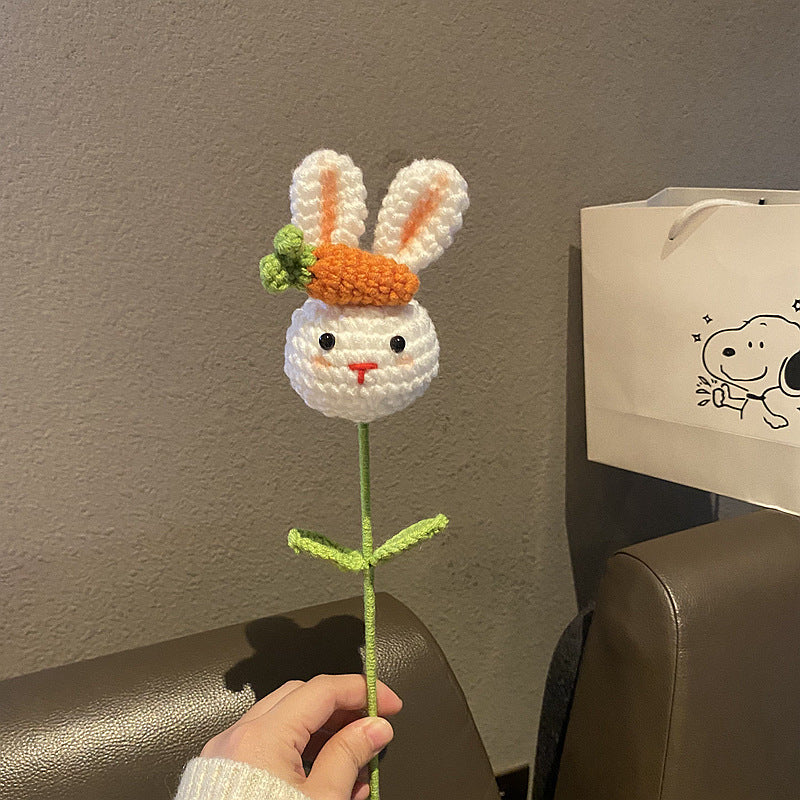 Hand Knitted Bunny Carrot Bouquet