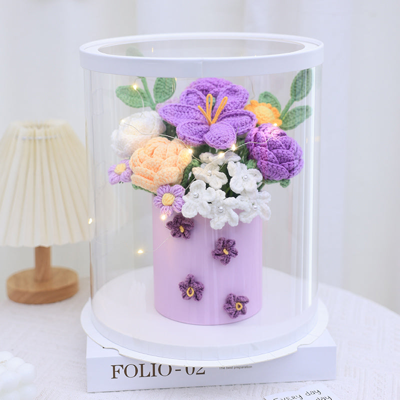 Knitted Rose Tulip Bouquet Gift Box