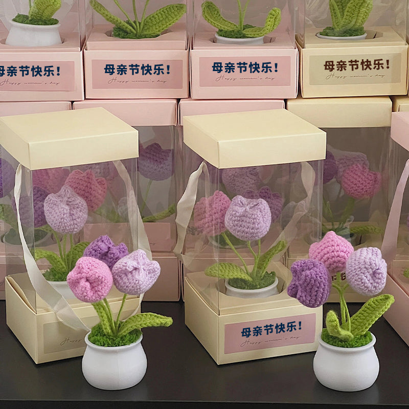 Hand-woven tulip flower pot