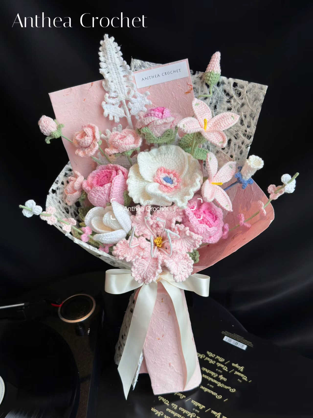 Elegant and fresh handmade crochet bouquet