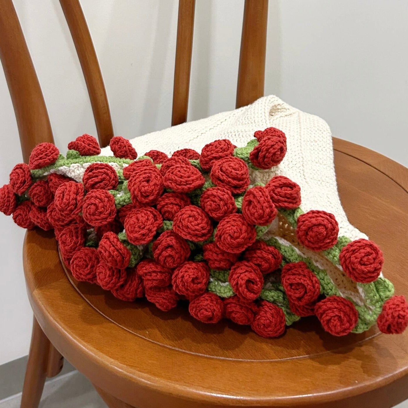Hand-crocheted floral blanket