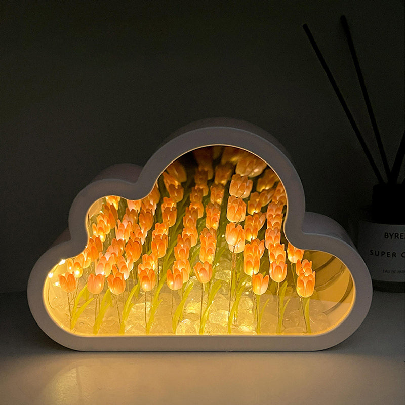 Cloud tulip mirror + sea of roses + night light