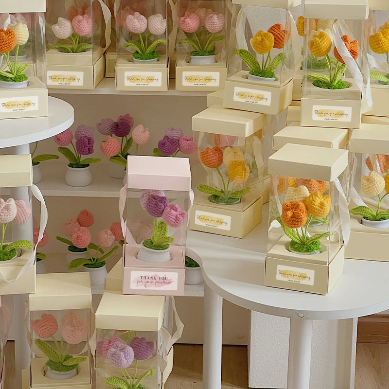 Hand-woven tulip flower pot