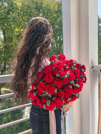 compare product Hand-crocheted floral blanket