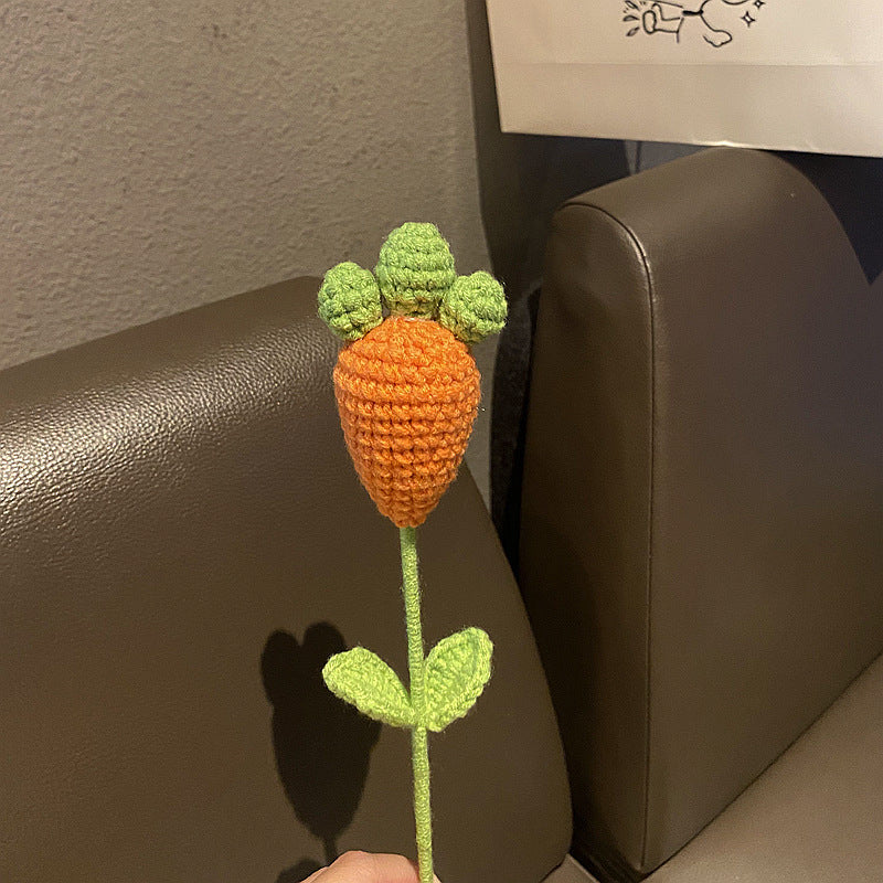 Hand Knitted Bunny Carrot Bouquet