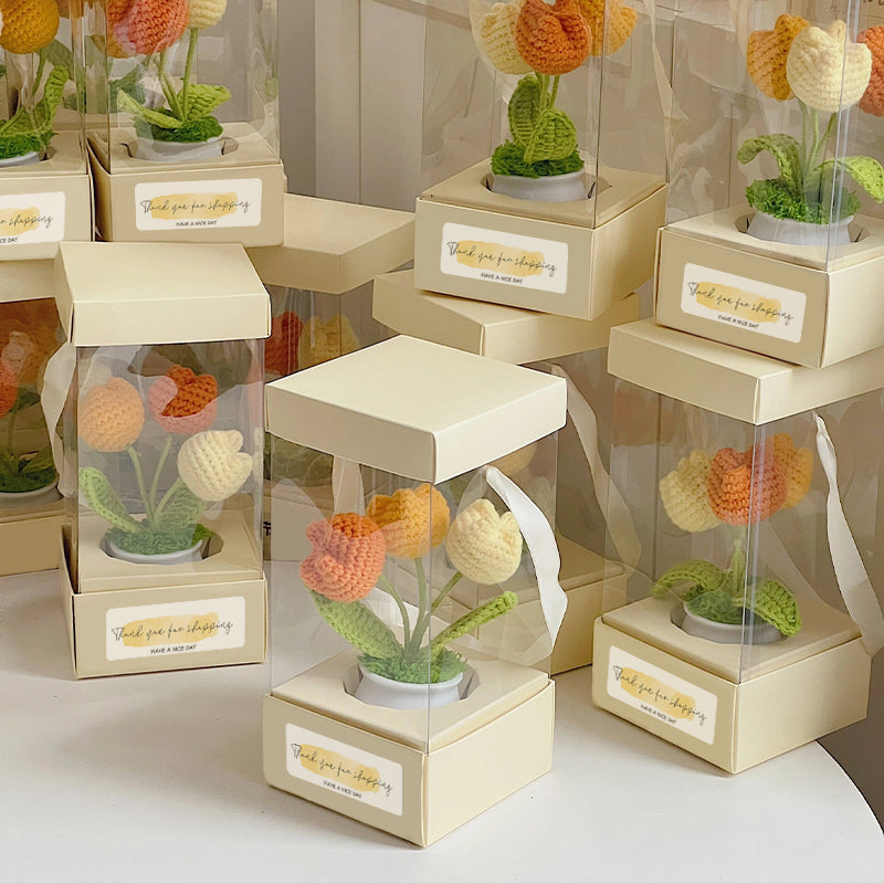 Hand-woven tulip flower pot