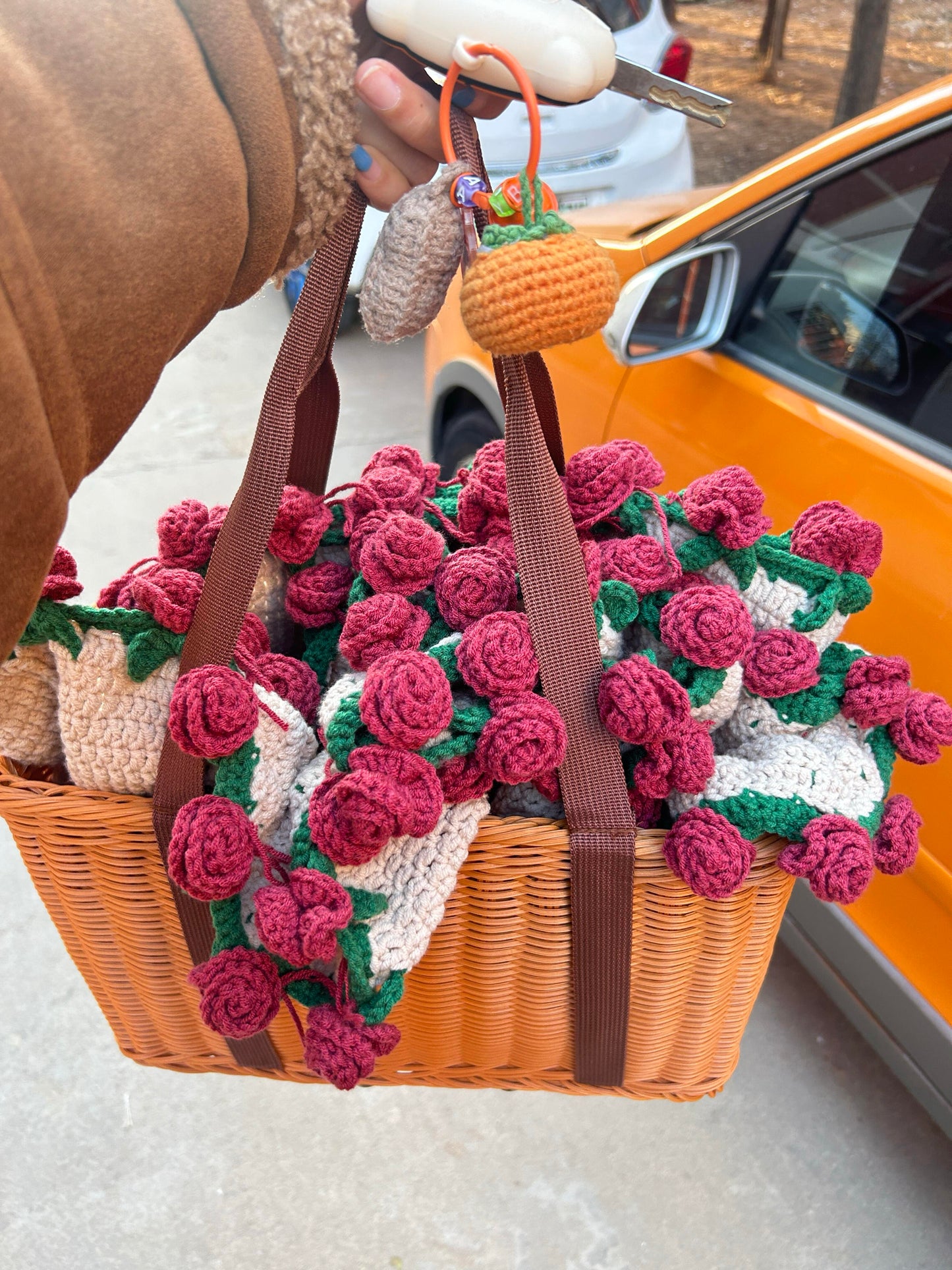 Hand-crocheted floral blanket