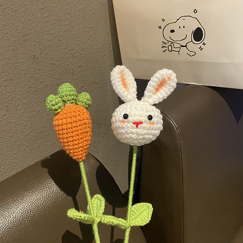 Hand Knitted Bunny Carrot Bouquet